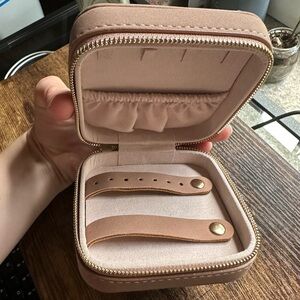 Blush Suede Travel Jewelry Case